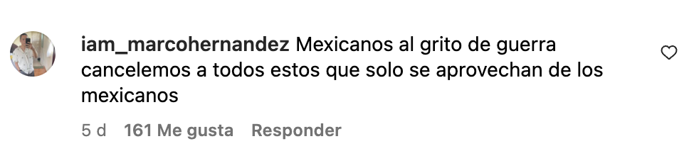 Comentarios en redes sociales en contra de Grupo Frontera