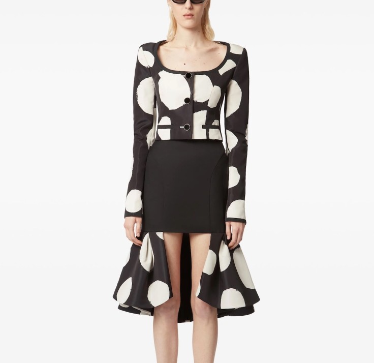 Chaqueta corta estampada con cuello redondo de Nina Ricci