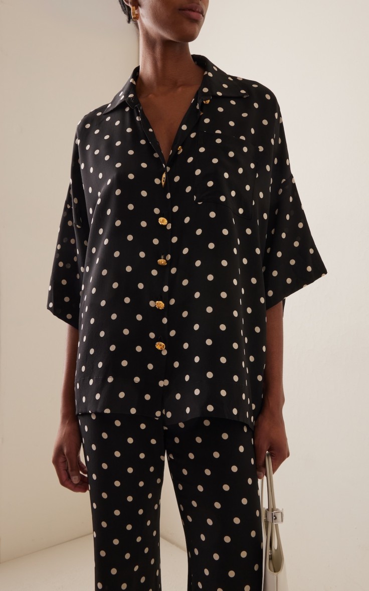 Camisa de seda de retales con lunares de Francoise Zaoua