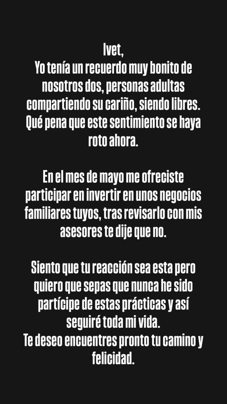 respuesta alejandro sanz a ivet playa