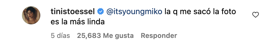 Comentario de Tini a Young Miko