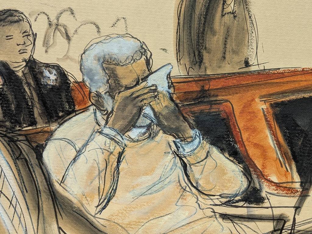 Bocetos de la sala del tribunal durante la sentencia de Diddy